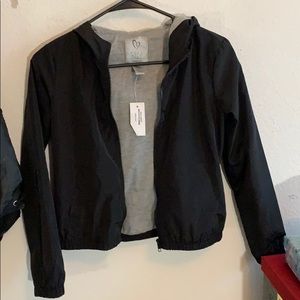 Solid Black Girls Windbreaker Jacket